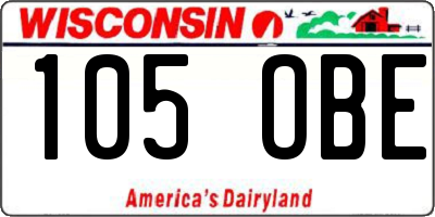 WI license plate 105OBE
