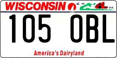 WI license plate 105OBL