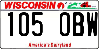 WI license plate 105OBW