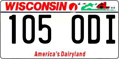WI license plate 105ODI