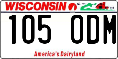 WI license plate 105ODM