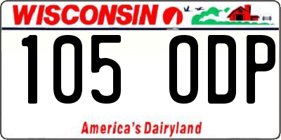 WI license plate 105ODP
