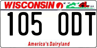 WI license plate 105ODT