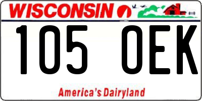 WI license plate 105OEK