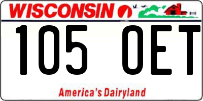WI license plate 105OET
