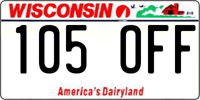 WI license plate 105OFF
