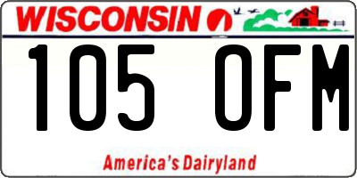 WI license plate 105OFM