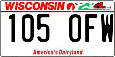 WI license plate 105OFW