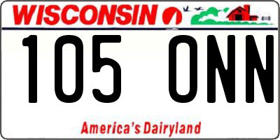 WI license plate 105ONN