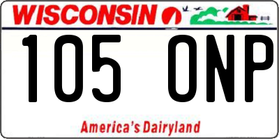 WI license plate 105ONP