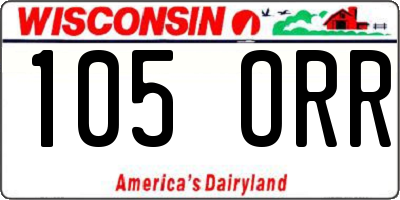 WI license plate 105ORR