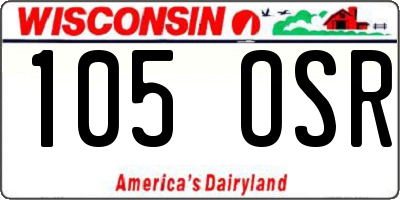 WI license plate 105OSR