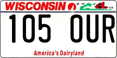 WI license plate 105OUR