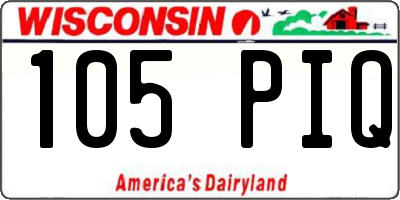 WI license plate 105PIQ