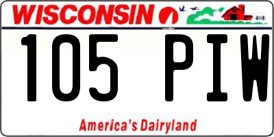 WI license plate 105PIW
