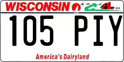 WI license plate 105PIY