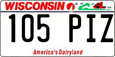 WI license plate 105PIZ
