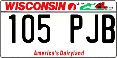 WI license plate 105PJB