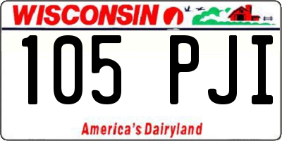WI license plate 105PJI