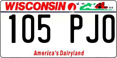 WI license plate 105PJO
