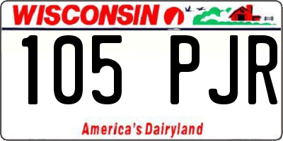 WI license plate 105PJR