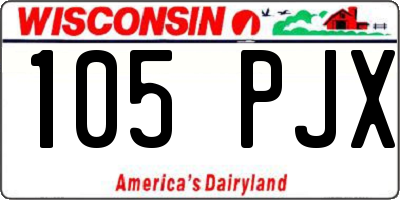 WI license plate 105PJX