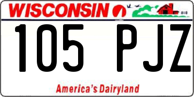 WI license plate 105PJZ
