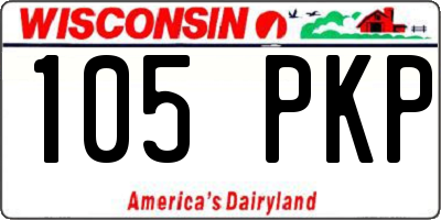 WI license plate 105PKP