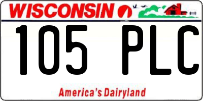 WI license plate 105PLC