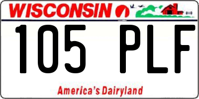 WI license plate 105PLF