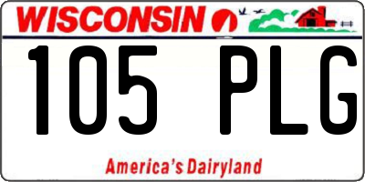WI license plate 105PLG