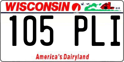 WI license plate 105PLI