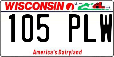 WI license plate 105PLW