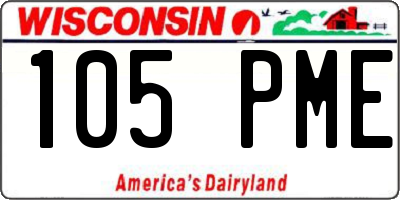 WI license plate 105PME