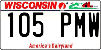 WI license plate 105PMW