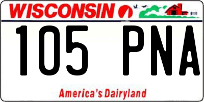 WI license plate 105PNA
