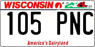 WI license plate 105PNC