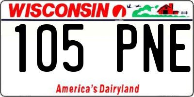 WI license plate 105PNE