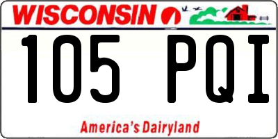 WI license plate 105PQI