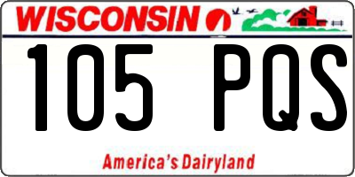 WI license plate 105PQS