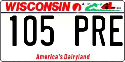WI license plate 105PRE