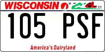 WI license plate 105PSF