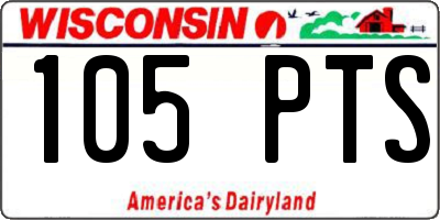 WI license plate 105PTS