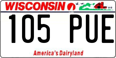 WI license plate 105PUE