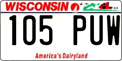 WI license plate 105PUW