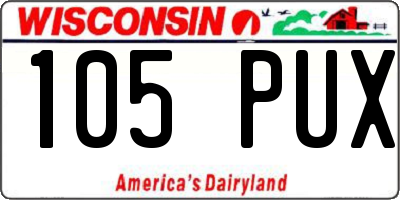 WI license plate 105PUX