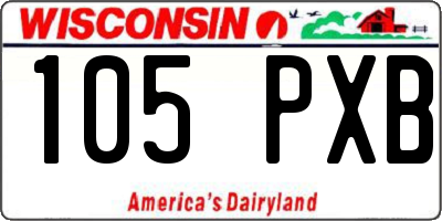 WI license plate 105PXB