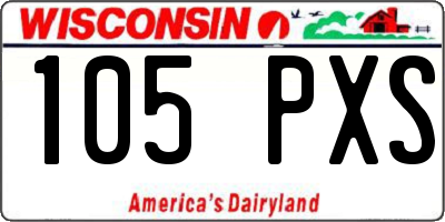 WI license plate 105PXS