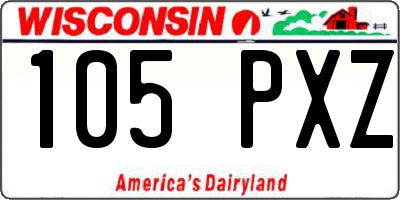 WI license plate 105PXZ