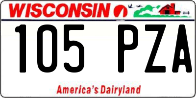 WI license plate 105PZA